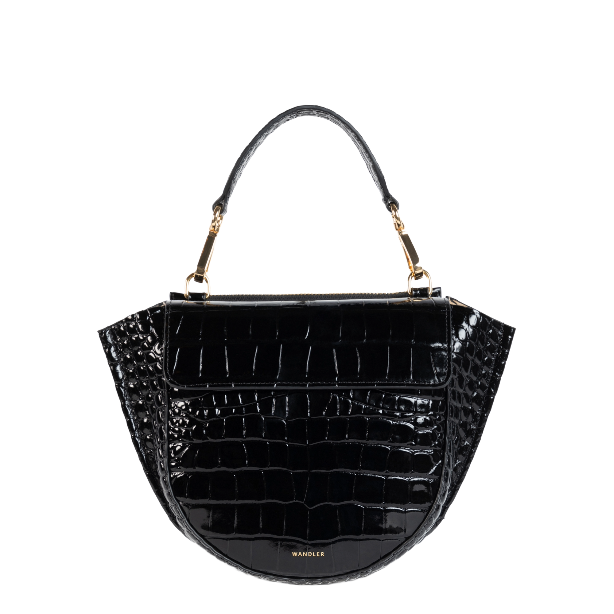 ホルテンシア ミニ ハンドバッグ クロコ型押し - BLACK CROCO ホルテンシア ミニ ハンドバッグ クロコ型押し - BLACK CROCO