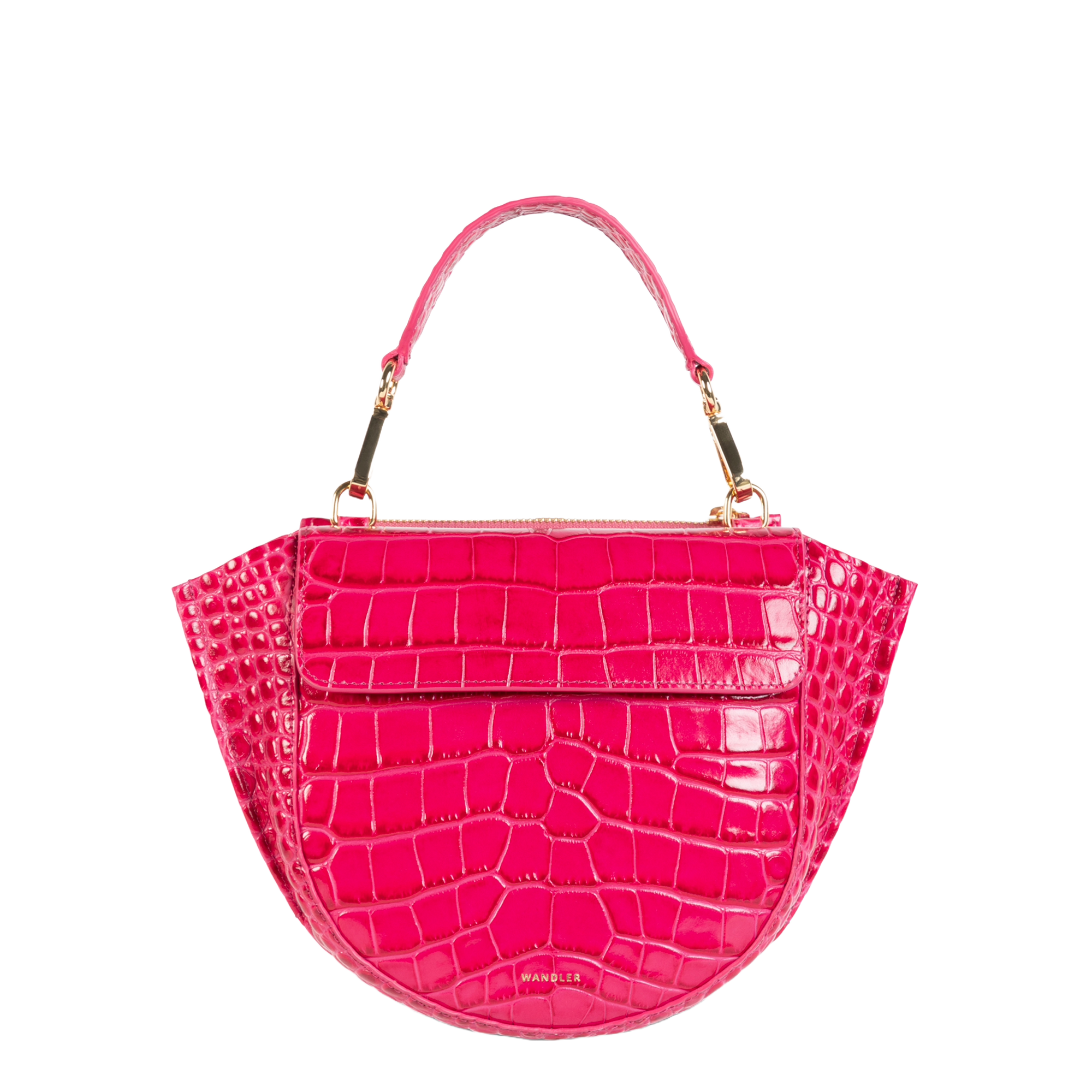 ホルテンシア ミニ ハンドバッグ クロコ型押し - FUCHSIA CROCO