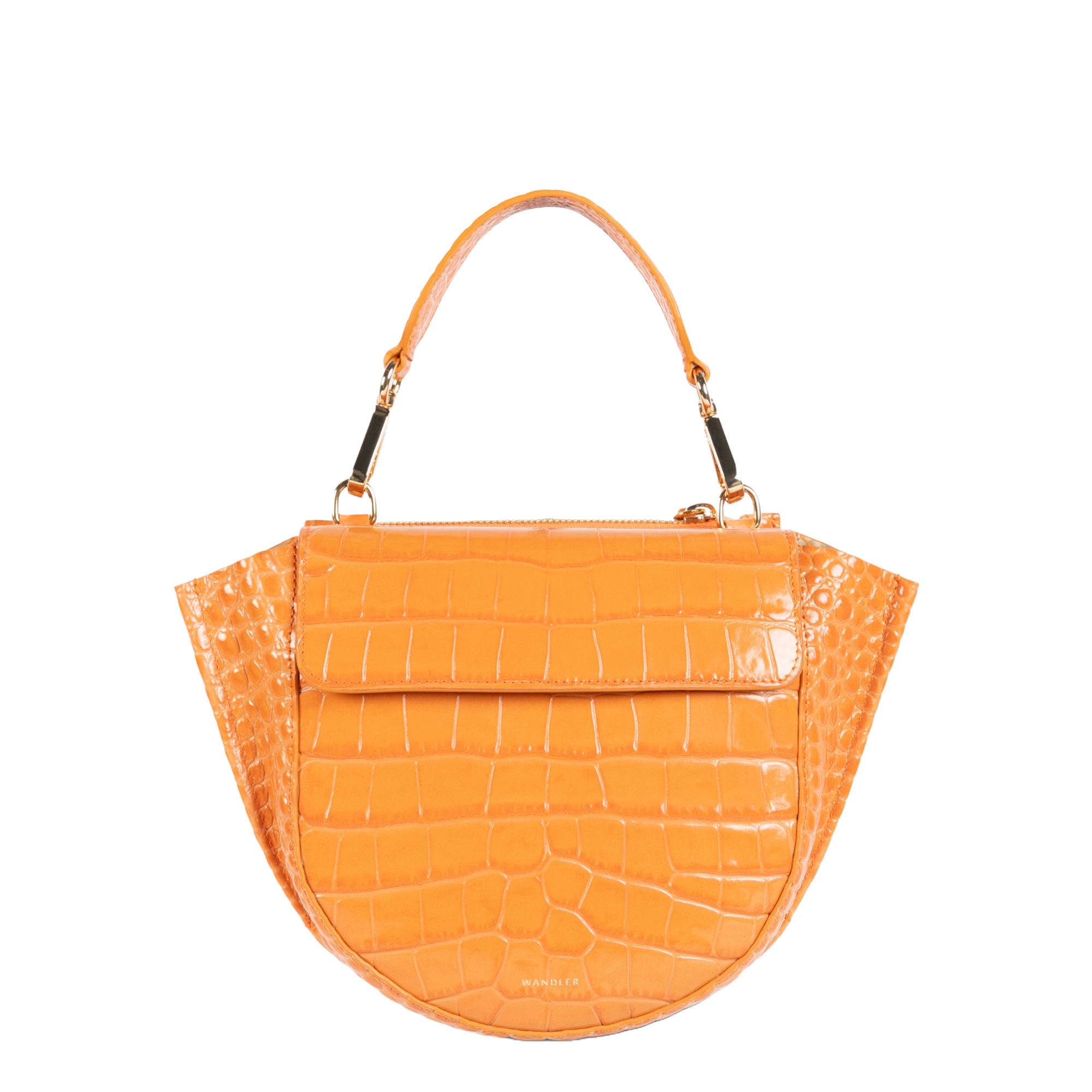 ホルテンシア ミニ ハンドバッグ クロコ型押し - ORANGE CROCO