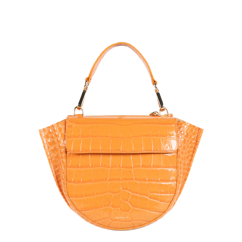 ホルテンシア ミニ ハンドバッグ クロコ型押し - ORANGE CROCO