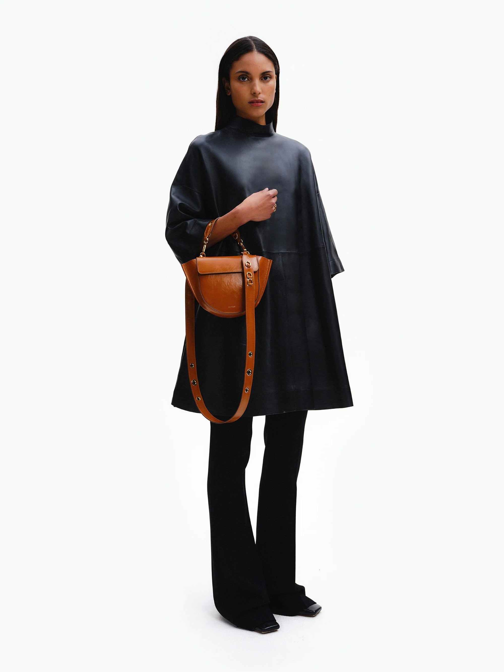 ホルテンシア ミニ アイレット ハンドバッグ - COGNAC